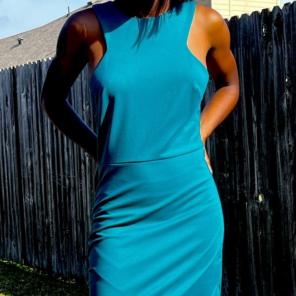 Turquoise cocktail dress - Picture 2 of 6